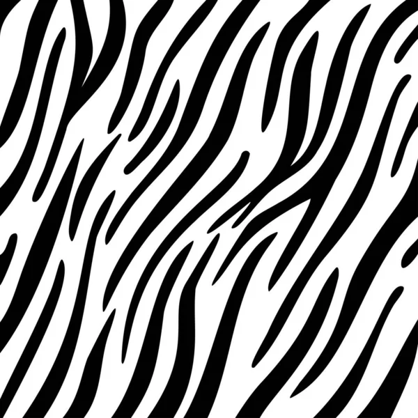 縞模様の動物ジャングルタイガーパターン 白と黒の動物のプリント ベクターイラスト — ストックベクタ