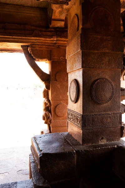 Durga Temple Designed Sculptures Pillars Aihole Karnataka India January 2022 — Stock Photo, Image