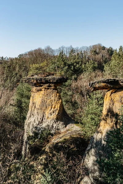 Unique Rock Formations Called Poklicky Pot Lids Close Kokorin Castle — Stock Photo, Image