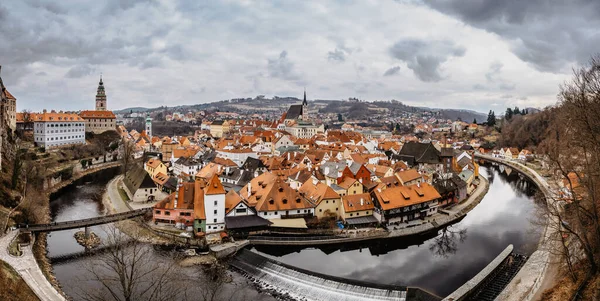Панорамный Вид Воздуха Чески Крумлов Чешская Республика Знаменитый Чешский Средневековый — стоковое фото