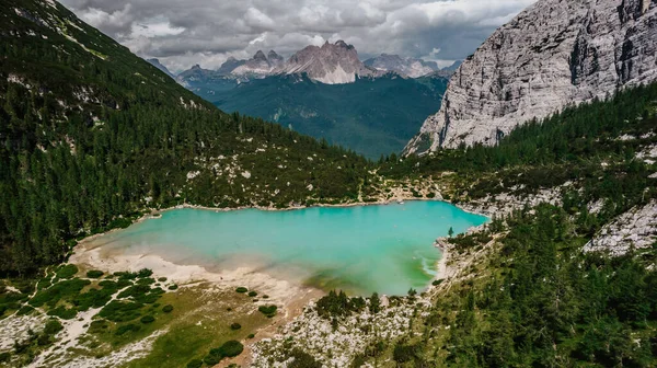 Lago Sorapiss Beautiful Mountain Lake Dolomite Alps Italy Turquoise Color — Stockfoto