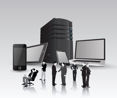 sunucu ve iş Kulesi insanlar