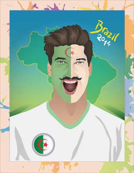 阿尔及利亚足球迷 — 图库矢量图片