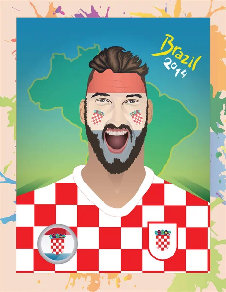 Croacia fanático del fútbol — Vector de stock