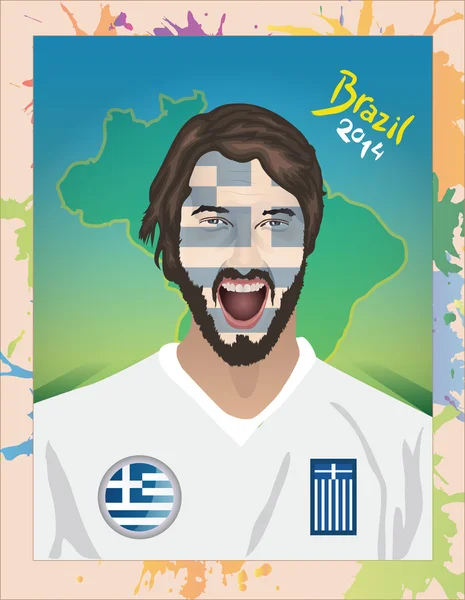 Greece football fan shouting — Stock Vector