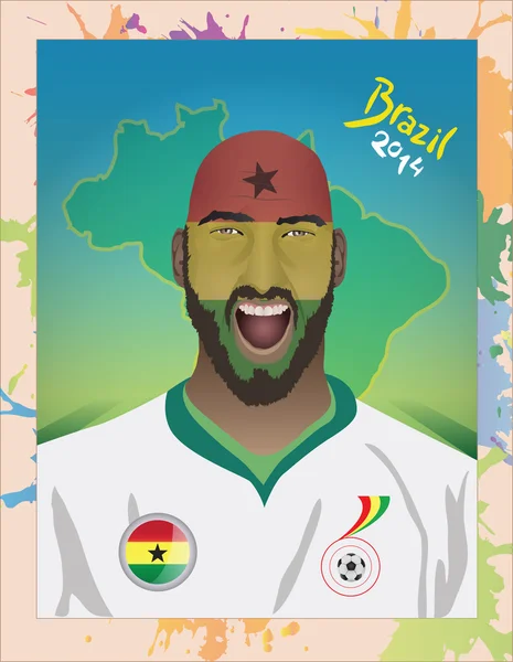 Ghana fanático del fútbol gritando — Archivo Imágenes Vectoriales