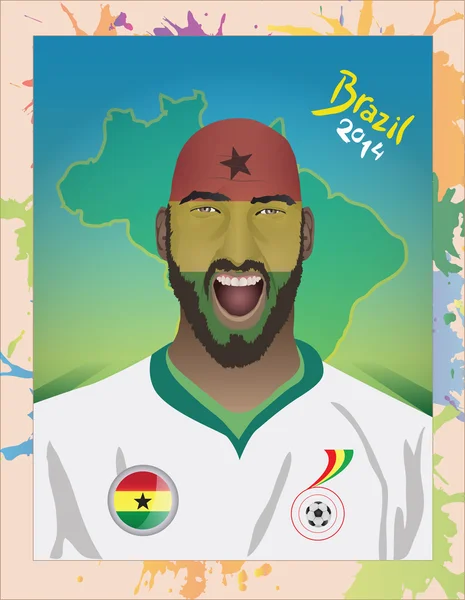 Ghana fanático del fútbol gritando — Vector de stock