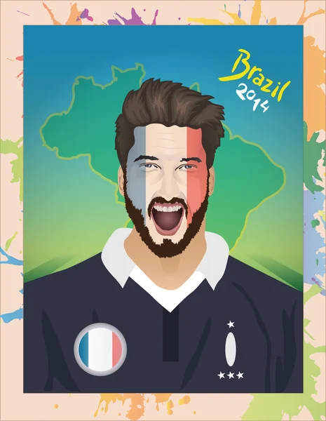 Francia fanático del fútbol gritando — Vector de stock