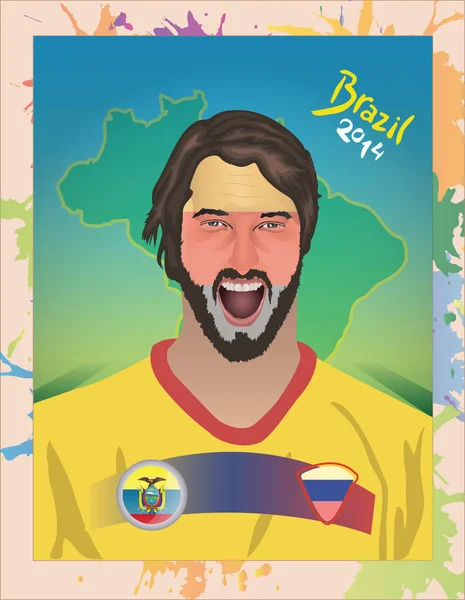 Ecuador tifoso di calcio — Vettoriale Stock