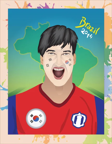 South korea football fan — Stock Vector