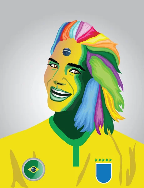ブラジルのフットボールのファン — ストックベクタ