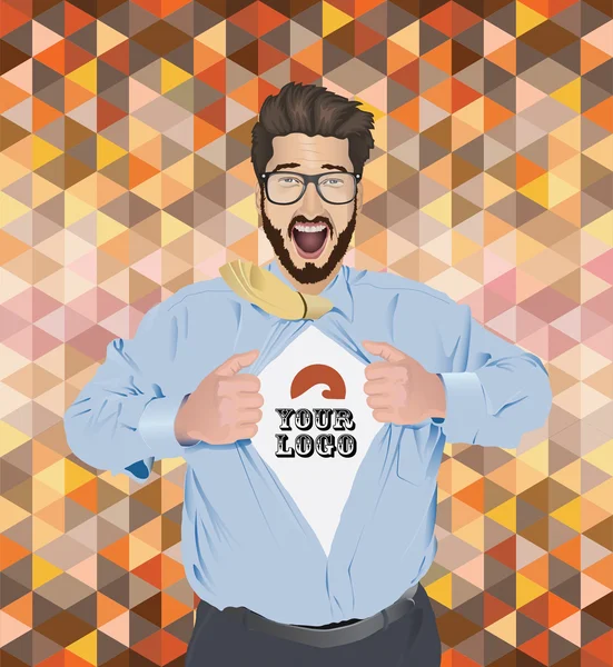 Chemise d'ouverture homme d'affaires pour révéler votre logo — Image vectorielle