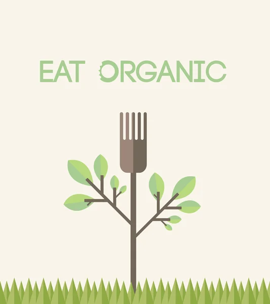 Mangia vettore organico con testo — Vettoriale Stock