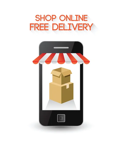Shopping online su smartphone — Vettoriale Stock