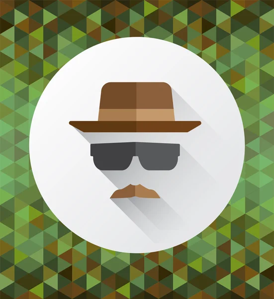Hatt mustasch och solglasögon — Stock vektor