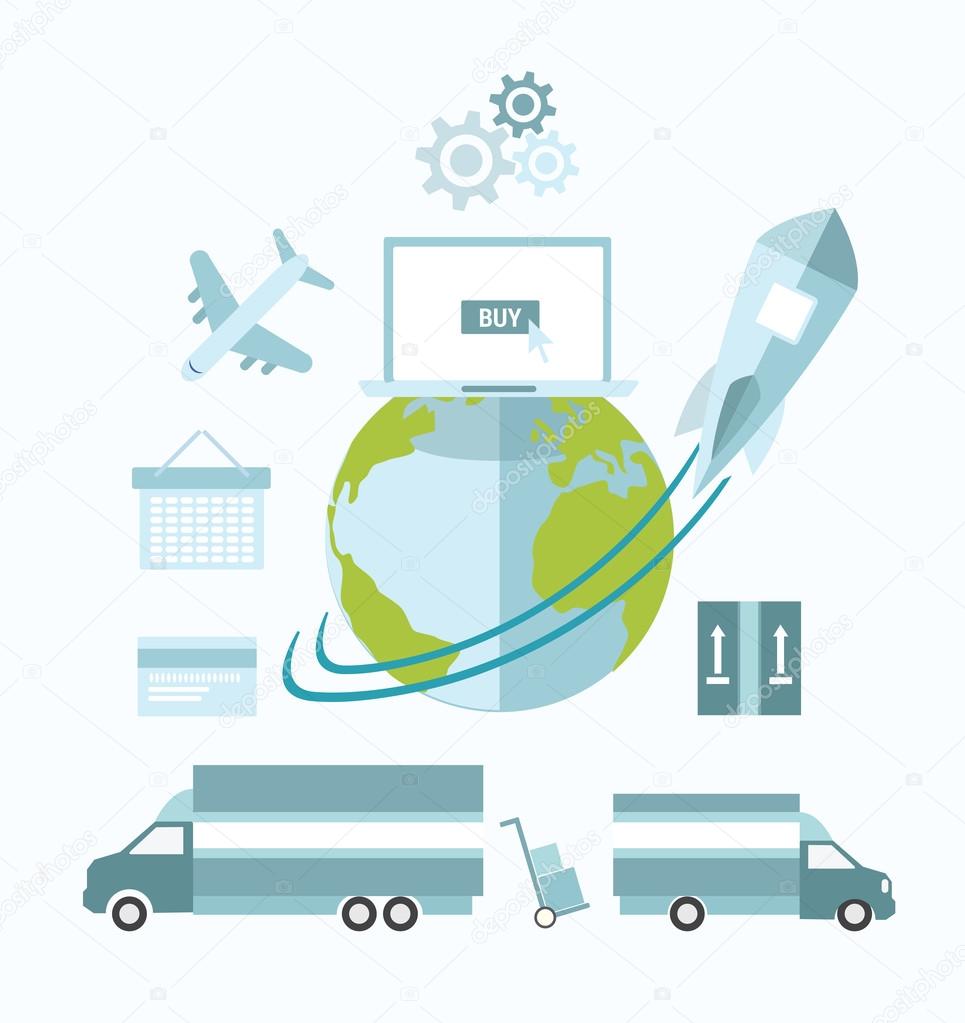Global ecommerce with earth and transport