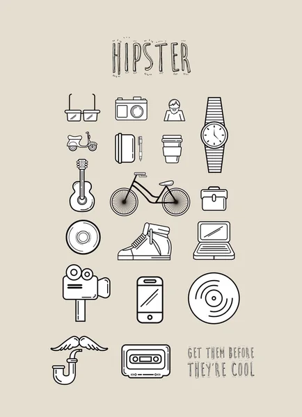 Ícones de Hipster em design simples — Vetor de Stock