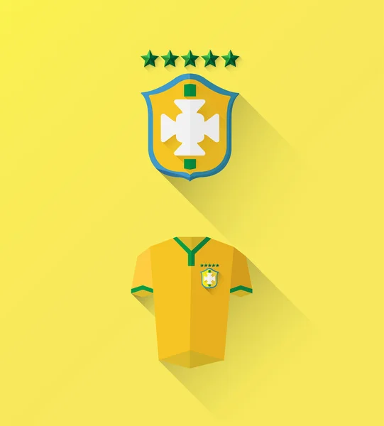 Yellow football jersey and badge — Stock Vector