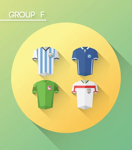世界南非世界杯 f 组与球衣 — 图库矢量图片