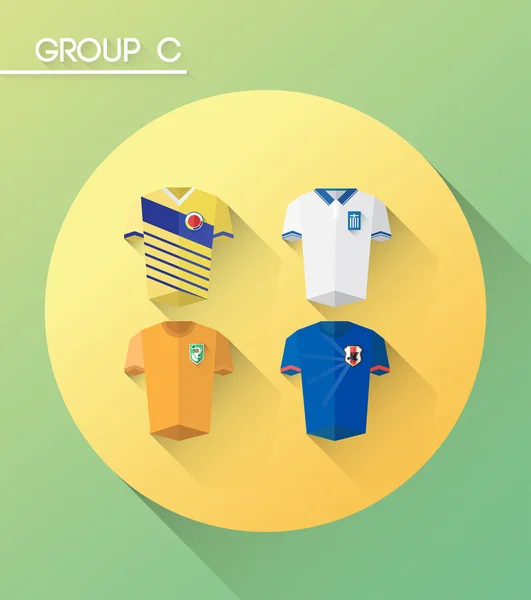 World cup group c with jerseys — Stock Vector