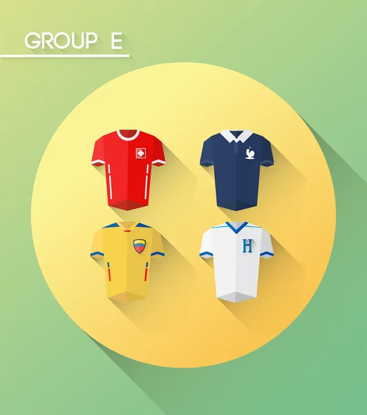 世界南非世界杯 e 组与球衣 — 图库矢量图片