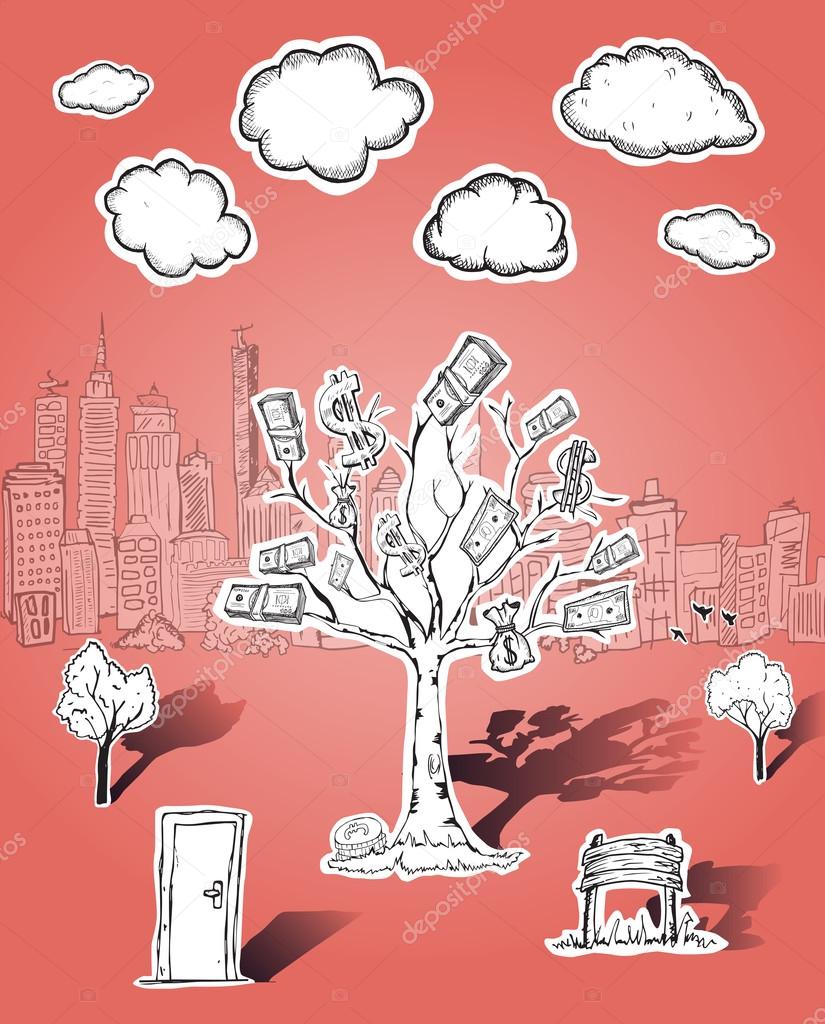 Money tree and business illustrations