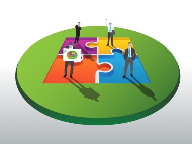 iş adamları parçalı bulmaca üzerinde