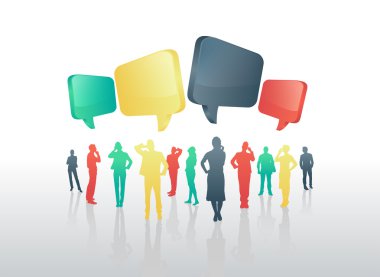 Konuşma baloncukları olan iş adamları