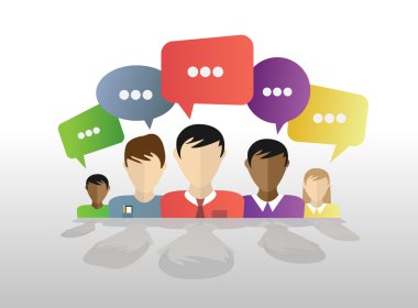 Konuşma baloncukları olan iş adamları