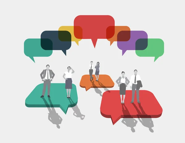 Business people on speech bubbles — Stock Vector