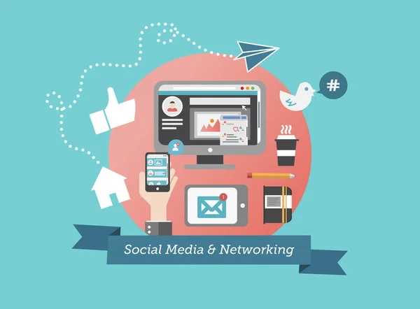 Sociala medier och nätverk koncept — Stock vektor