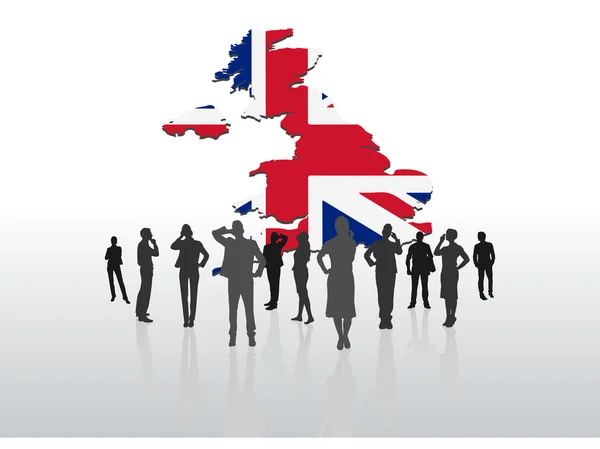 Gente de negocios bajo gran gráfico británico — Archivo Imágenes Vectoriales