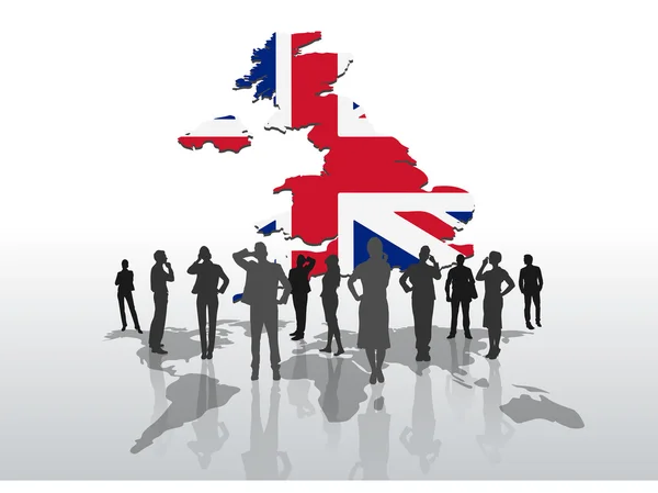 Mensen uit het bedrijfsleven onder afbeelding van Groot-Brittannië — Stockvector