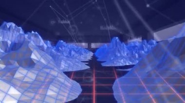 Buzdağları üzerindeki bağlantı ağının animasyonu. küresel ağlar, bağlantılar, veri işleme ve dijital arayüz kavramı dijital olarak oluşturulmuş video.