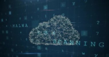 Çevrimiçi bulut ve güvenlik kilidi üzerinden harfleri ve numaraları değiştirmenin animasyonu. küresel internet güvenliği, veri işleme, bağlantılar ve dijital arayüz konsepti dijital olarak oluşturulmuş video.