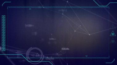 Koyu mavi arka planda hareket eden bağlantı ağının ve elektrokardiyogramın animasyonu. küresel ağlar, bağlantılar, veri işleme ve dijital arayüz kavramı dijital olarak oluşturulmuş video.