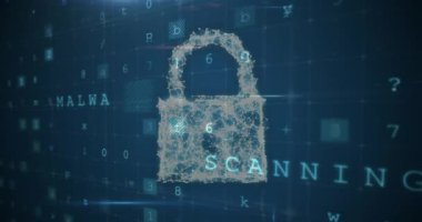 Çevrimiçi güvenlik kilidi üzerinden siber saldırı uyarısı. küresel internet güvenliği, veri işleme, bağlantılar ve dijital arayüz konsepti dijital olarak oluşturulmuş video.
