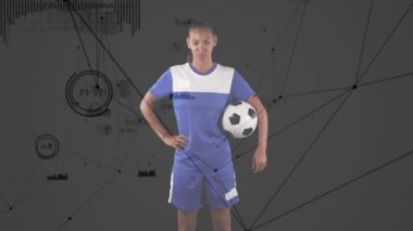 Afro-Amerikan futbolcu üzerinden bağlantı ağının animasyonu. küresel bağlantılar, spor ve yarışma konsepti dijital olarak oluşturulmuş video.