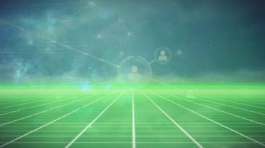 Bulutların üzerindeki bağlantı ağının animasyonu. küresel bağlantılar, veri işleme ve dijital arayüz konsepti dijital olarak oluşturulmuş video.