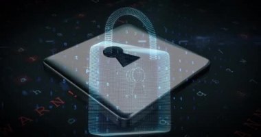 Çevrimiçi güvenlik kilidi üzerinden harfleri ve numaraları değiştirmenin animasyonu. küresel internet güvenliği, veri işleme, bağlantılar ve dijital arayüz konsepti dijital olarak oluşturulmuş video.