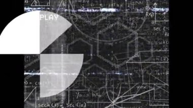 Çizelge ve matematik formüllerinin siyah arkaplan üzerine animasyonu. küresel bilim, bağlantılar ve dijital arayüz konsepti dijital olarak oluşturulmuş video.