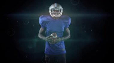 Afrika kökenli Amerikan futbolcusu üzerinden bağlantı ağının animasyonu. küresel bağlantılar, spor ve yarışma konsepti dijital olarak oluşturulmuş video.