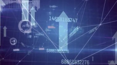 Mavi arka planda oklar ve artan sayıların canlandırılması. çevre, sürdürülebilirlik, ekoloji, yenilenebilir enerji, küresel ısınma ve iklim değişikliği farkındalığı.