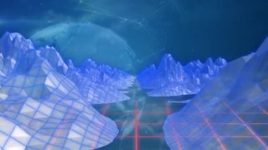 Bağlantı ağı üzerinden 3D buzulların animasyonu. küresel bağlantılar, veri işleme ve dijital arayüz konsepti dijital olarak oluşturulmuş video.