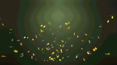 Siyah arka plana düşen altın konfetilerinin animasyonu. parti ve kutlama konsepti dijital olarak oluşturulmuş video.