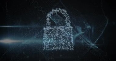 Çevrimiçi güvenlik kilidi üzerinden harfleri ve numaraları değiştirmenin animasyonu. küresel internet güvenliği, veri işleme, bağlantılar ve dijital arayüz konsepti dijital olarak oluşturulmuş video.