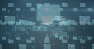 Birden fazla klasör ve çevrimiçi güvenlik kilidinin animasyonu. küresel internet güvenliği, veri işleme, bağlantılar ve dijital arayüz konsepti dijital olarak oluşturulmuş video.