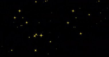 Siyah arka plana düşen altın yıldızların animasyonu. parti ve kutlama konsepti dijital olarak oluşturulmuş video.