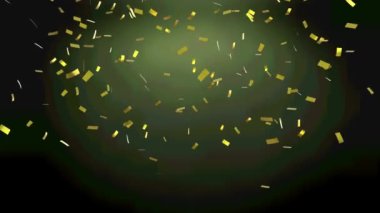 Siyah arka plana düşen altın konfetilerinin animasyonu. parti ve kutlama konsepti dijital olarak oluşturulmuş video.