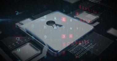 Çevrimiçi güvenlik kilidi üzerinden harfleri ve numaraları değiştirmenin animasyonu. küresel internet güvenliği, veri işleme, bağlantılar ve dijital arayüz konsepti dijital olarak oluşturulmuş video.